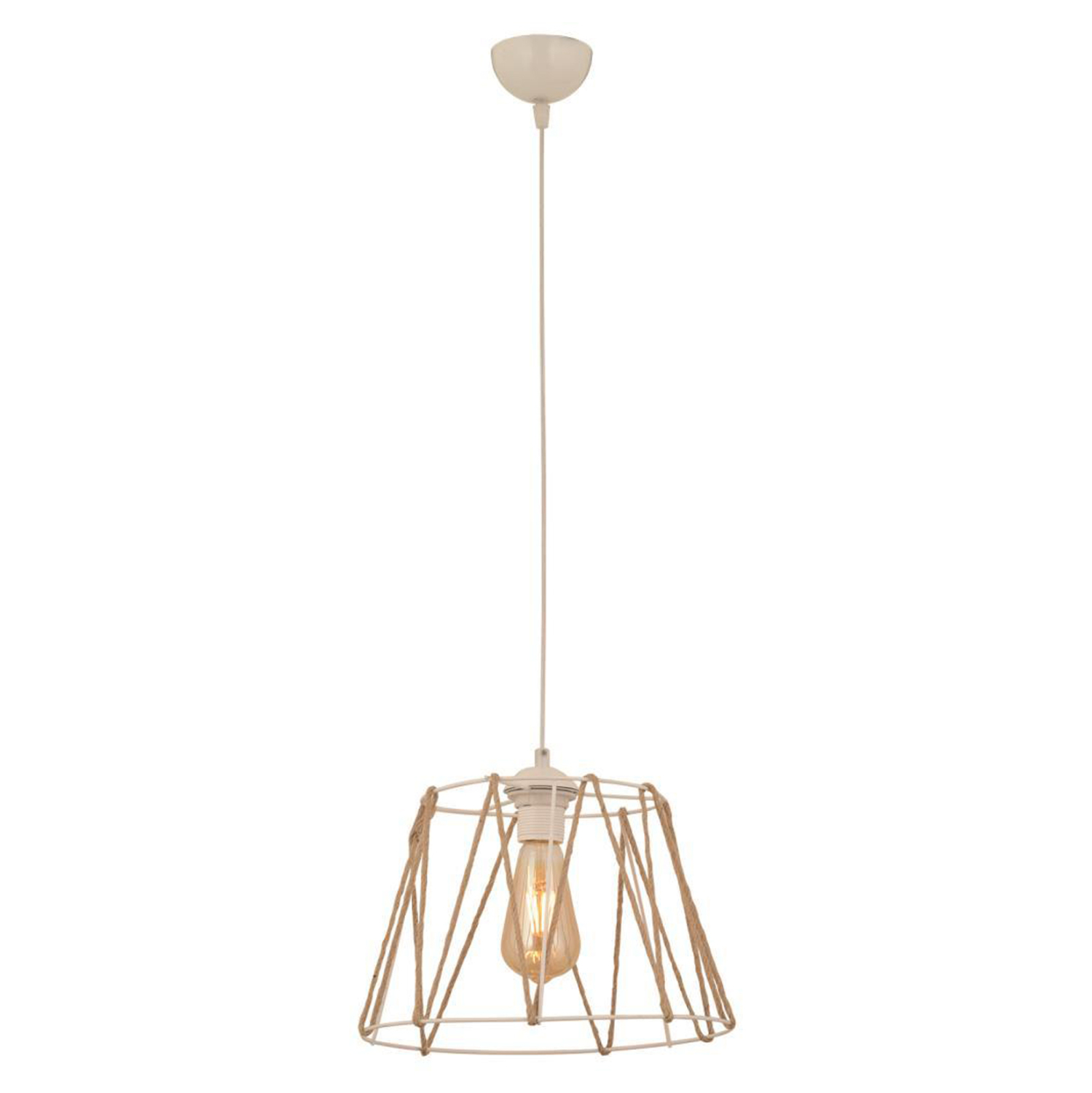 ΦΩΤΙΣΤΙΚΟ ΟΡΟΦΗΣ ΜΕΤΑΛΛΙΚΟ ΛΕΥΚΟ ΜΕ ΣΧΟΙΝΙ ΜΠΕΖ FB97566.03 Φ30x81Υ εκ.