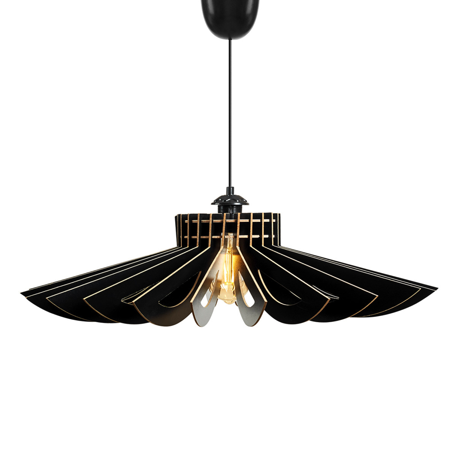 ΦΩΤΙΣΤΙΚΟ ΟΡΟΦΗΣ ΞΥΛΙΝΟ ΚΡΕΜΑΣΤΟ ΜΑΥΡΟ FB97348.03 Φ68x50Υ εκ. - Image 3