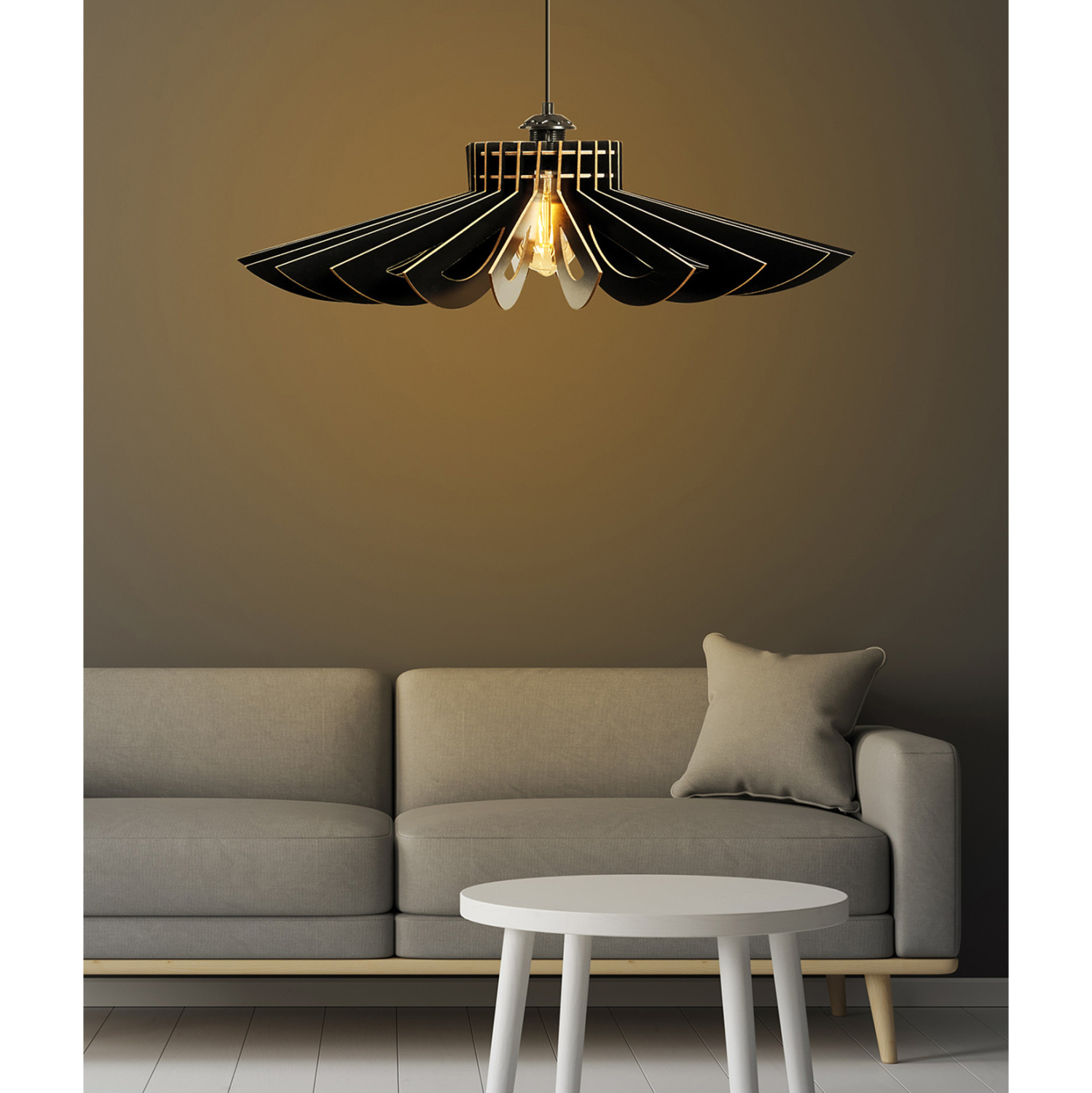 ΦΩΤΙΣΤΙΚΟ ΟΡΟΦΗΣ ΞΥΛΙΝΟ ΚΡΕΜΑΣΤΟ ΜΑΥΡΟ FB97348.03 Φ68x50Υ εκ. - Image 4