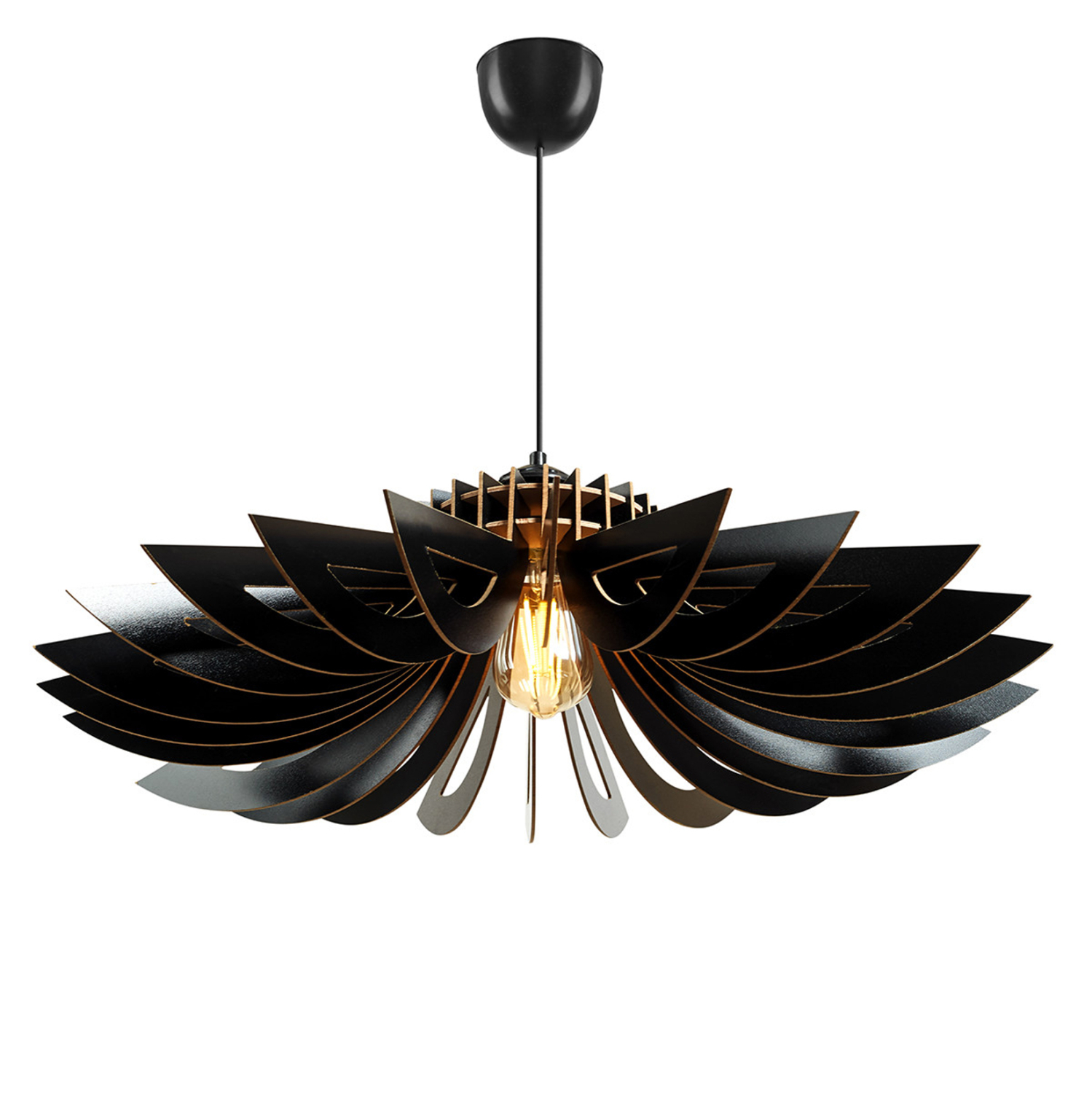 ΦΩΤΙΣΤΙΚΟ ΟΡΟΦΗΣ ΞΥΛΙΝΟ ΚΡΕΜΑΣΤΟ ΜΑΥΡΟ FB97348.03 Φ68x50Υ εκ.