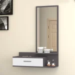 Έπιπλο εισόδου - τουαλέτα Joy Megapap με καθρέπτη χρώμα ανθρακί - λευκό 80x35x116εκ.