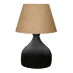 Φωτιστικό επιτραπέζιο Hubert Megapap ύφασμα/μέταλλο χρώμα καφέ/μαύρο 22x14x32εκ.