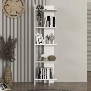 Βιβλιοθήκη Perla Megapap χρώμα λευκό 48x22x170εκ.