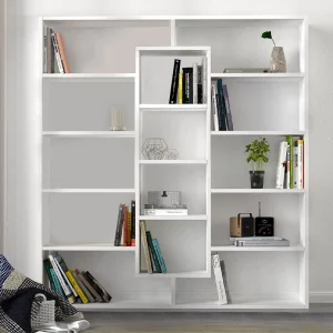 Βιβλιοθήκη Ample Megapap χρώμα λευκό 125x22x135,7εκ.