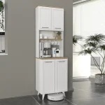 Έπιπλο κουζίνας Potter 2 Megapap χρώμα λευκό - rota oak 60x40x196,1εκ.