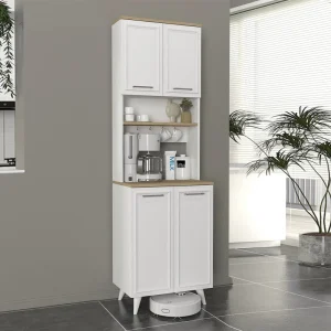 Έπιπλο κουζίνας Potter 2 Megapap χρώμα λευκό - rota oak 60x40x196,1εκ.