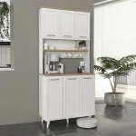 Έπιπλο κουζίνας Potter 3 Megapap χρώμα λευκό - rota oak 90x40x196,1εκ.