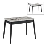 Τραπέζι Dolunay Megapap επεκτεινόμενο χρώμα λευκό εφέ μαρμάρου - μαύρο 100x60(120x100)x79,5εκ.