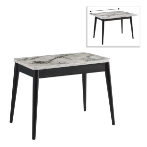 Τραπέζι Dolunay Megapap επεκτεινόμενο χρώμα λευκό εφέ μαρμάρου - μαύρο 100x60(120x100)x79,5εκ.