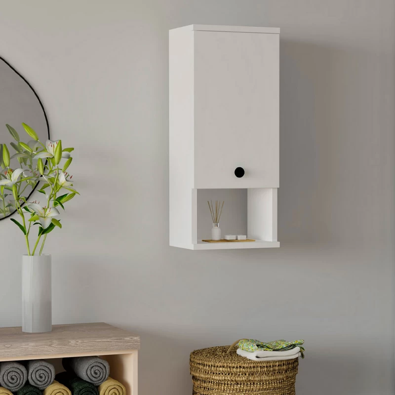 Ντουλάπι μπάνιου επιτοίχιο Mis Megapap χρώμα λευκό 30x21,8x71εκ.