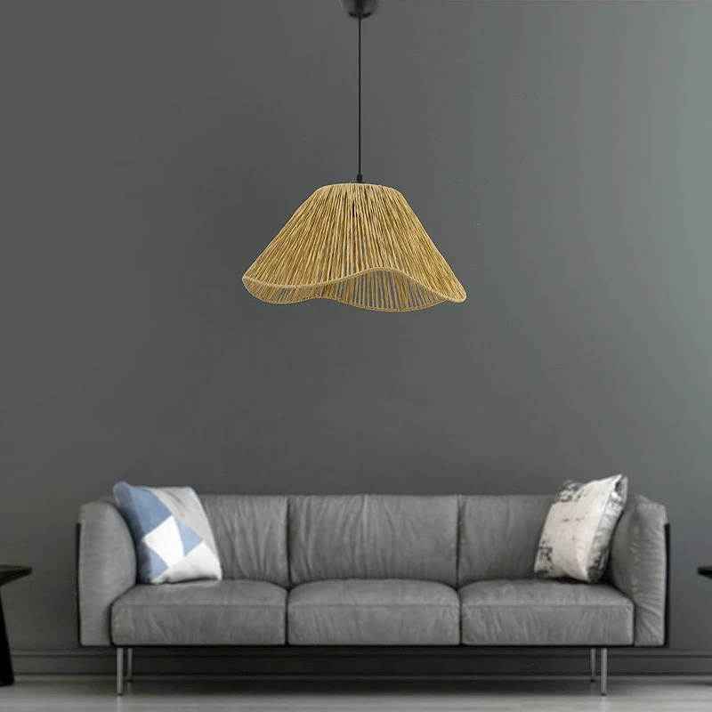 Φωτιστικό οροφής Sukne Megapap E27 γιούτα μονόφωτο χρώμα camel Ø35x60εκ.