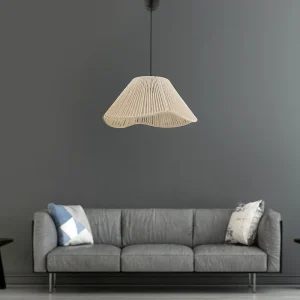 Φωτιστικό οροφής Sukne Megapap E27 γιούτα μονόφωτο χρώμα εκρού Ø35x60εκ.