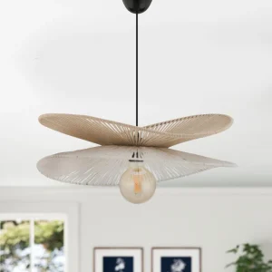 Φωτιστικό οροφής Dafodil Megapap E27 γιούτα μονόφωτο χρώμα μπεζ - λευκό Ø48x55εκ.