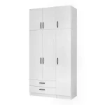 Ντουλάπα ρούχων Ricardo Megapap τρίφυλλη με πατάρι και συρτάρια χρώμα λευκό 120x51,8x240εκ.