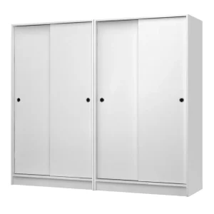 Ντουλάπα ρούχων Regio Megapap τετράφυλλη συρόμενη χρώμα λευκό 200x60x181εκ.
