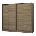 Ντουλάπα ρούχων Regio Megapap τετράφυλλη συρόμενη χρώμα καρυδί 200x60x181εκ.