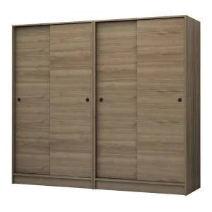Ντουλάπα ρούχων Regio Megapap τετράφυλλη συρόμενη χρώμα καρυδί 200x60x181εκ.