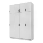 Ντουλάπα ρούχων Vivian Megapap τετράφυλλη με πατάρι χρώμα λευκό 160x51,8x240εκ.