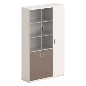 ΒΙΒΛΙΟΘΗΚΗ/ΝΤΟΥΛΑΠΙ FB918280 ΜΕΛΑΜΙΝΗ ΛΕΥΚΗ-ΑΝΟΙΧΤΟ ΚΑΦΕ--ΓΥΑΛΙ 120x40x200Υεκ