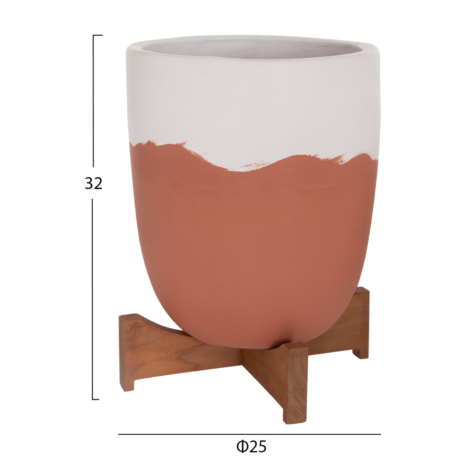 ΓΛΑΣΤΡΕΣ ΣΕΤ 2ΤΜX FB94686.08 TERRACOTTA ΣΕ ΛΕΥΚΟ & ΤΕΡΑΚΟΤΑ--TEAK ΒΑΣΗ - Image 2