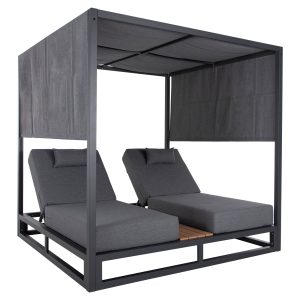 ΔΙΠΛΗ ΞΑΠΛΩΣΤΡΑ ΠΑΡΑΛΙΑΣ ΜΕ ΣΚΙΑΣΤΡΟ ΚΥΒΟΣ FB96097.01 ΑΛΟΥΜΙΝΙΟ ΓΚΡΙ 2x2x2μ