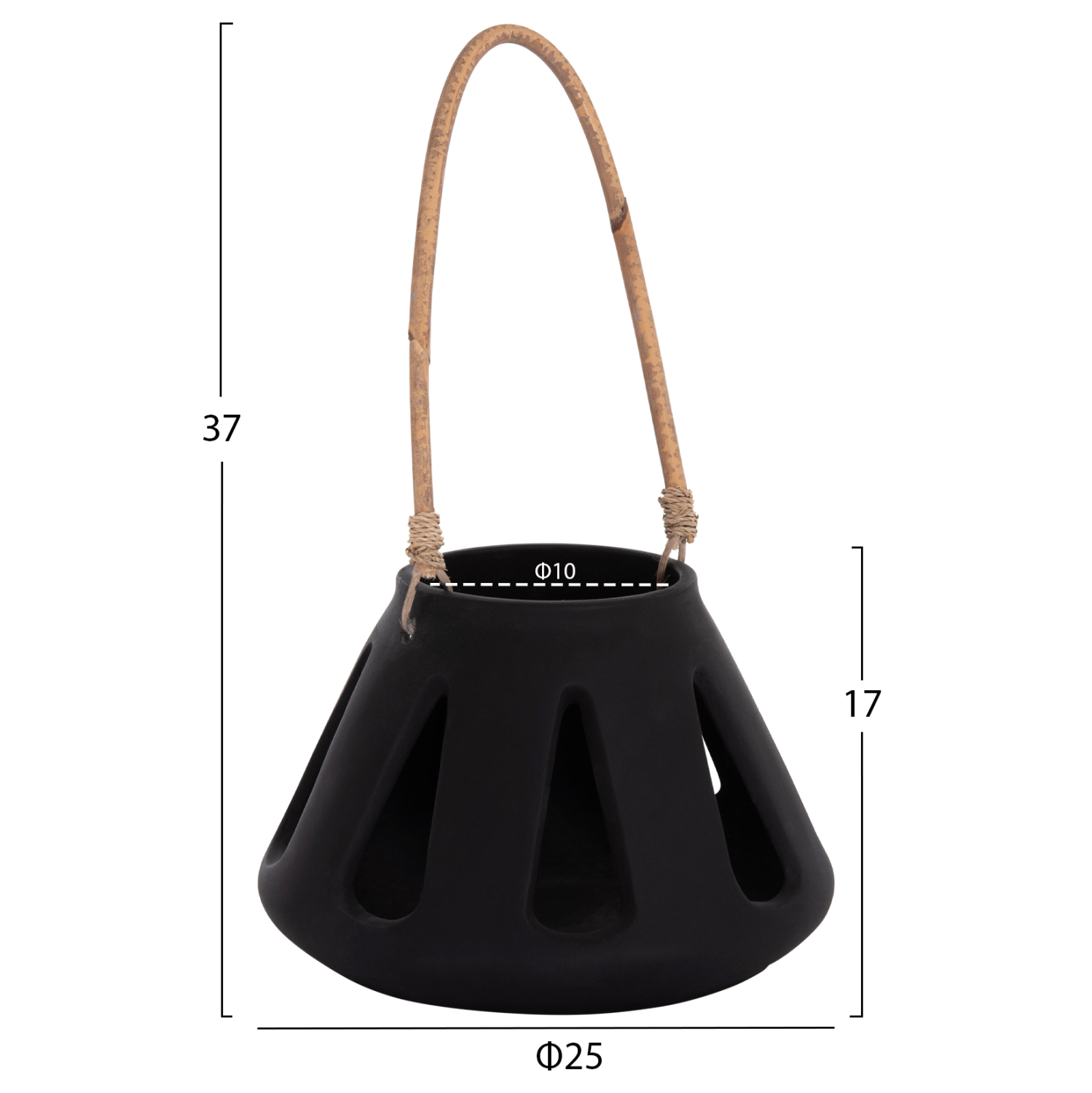 ΕΠΙΤΡΑΠΕΖΙΟ ΦΑΝΑΡΙ FB94696.01S ΜΑΥΡΟ FIBER CEMENT & ΧΕΡΟΥΛΙ RATTAN Φ25x17Yεκ. - Image 2