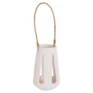 ΕΠΙΤΡΑΠΕΖΙΟ ΦΑΝΑΡΙ FB94696.02L ΛΕΥΚΟ FIBER CEMENT & ΧΕΡΟΥΛΙ RATTAN Φ17x27Yεκ.