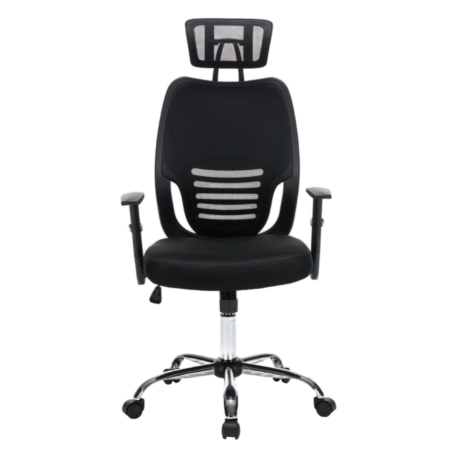 ΚΑΡΕΚΛΑ ΓΡΑΦΕΙΟΥ FB91206.01 ΜΑΥΡΟ MESH--ΒΑΣΗ ΧΡΩΜΙΟΥ 63x64x122Υεκ. - Image 3