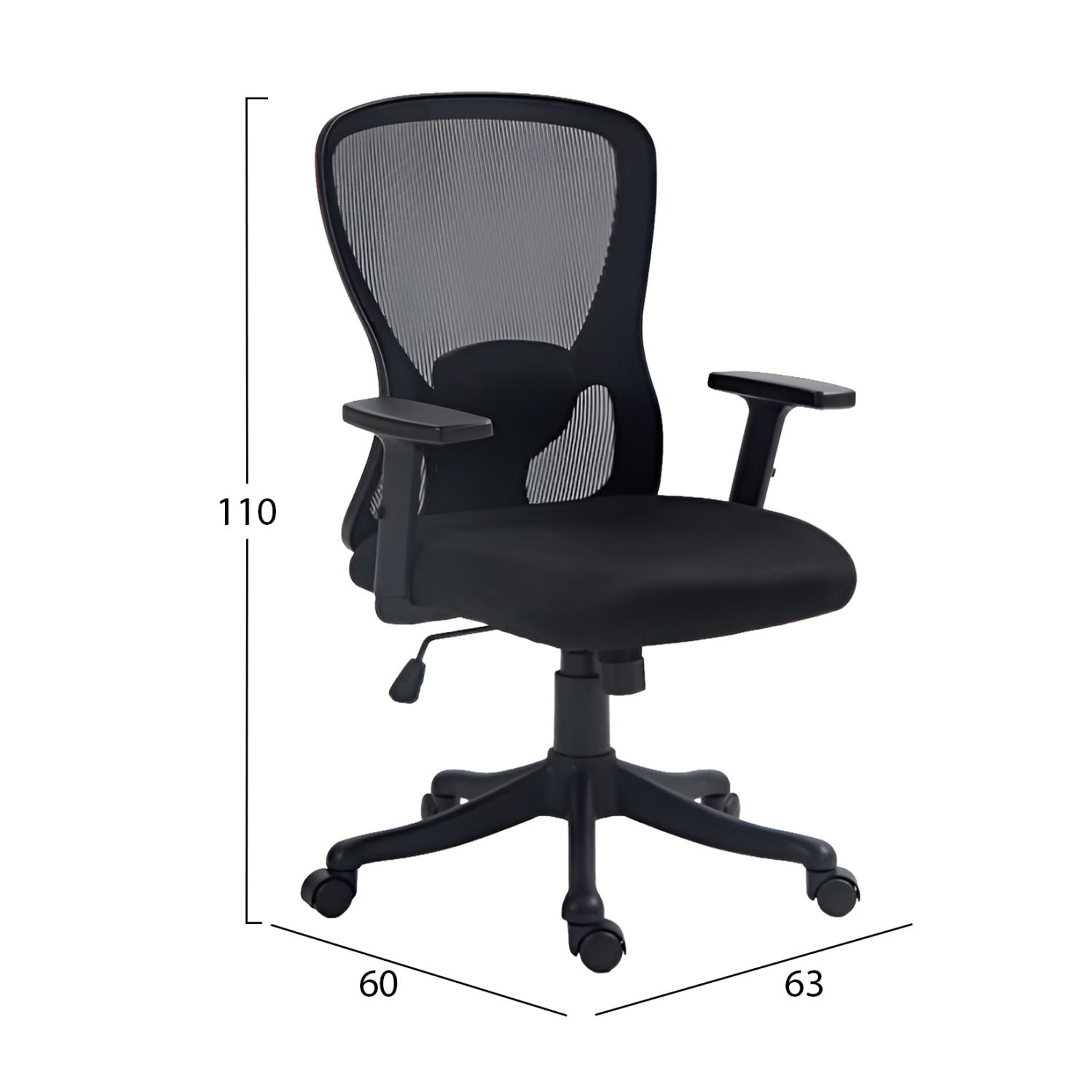 ΚΑΡΕΚΛΑ ΓΡΑΦΕΙΟΥ FB91208.01 ΜΑΥΡΟΣ ΣΚΕΛΕΤΟΣ--ΜΑΥΡΟ MESH 63x60x100-110Υεκ. - Image 2