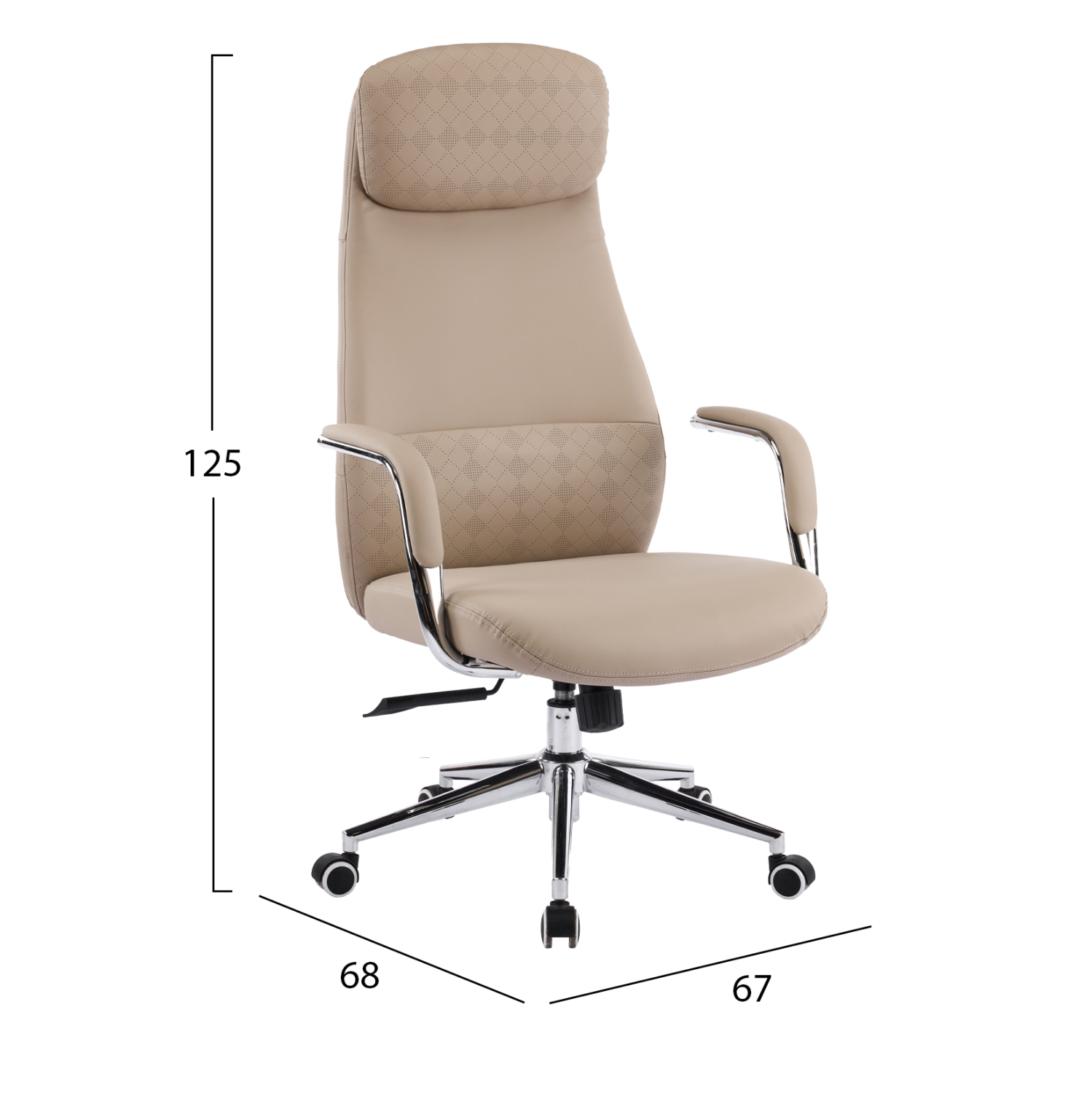 ΚΑΡΕΚΛΑ ΓΡΑΦΕΙΟΥ FB918354.02 ΜΠΕΖ PU ΔΕΡΜΑ--ΒΑΣΗ ΧΡΩΜΙΟΥ 67x68x125Υεκ - Image 2