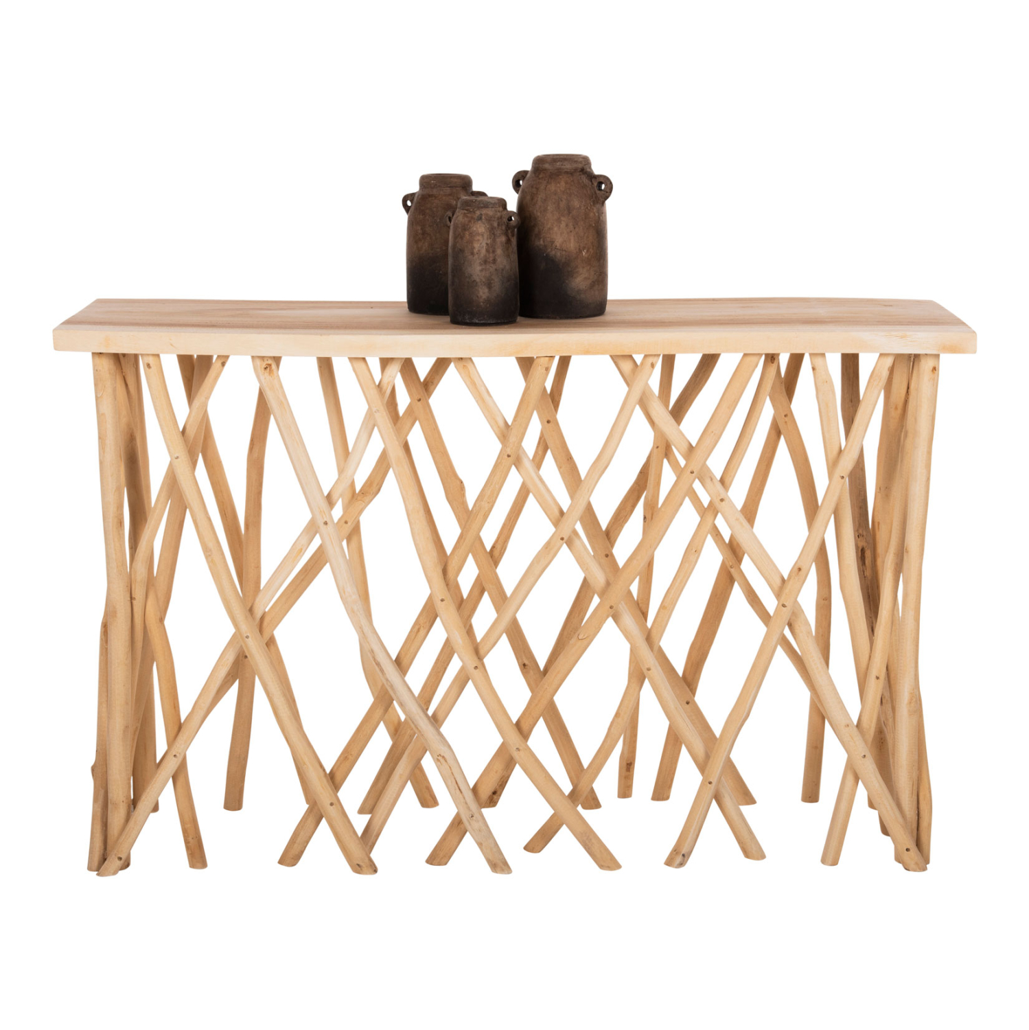 ΚΟΝΣΟΛΑ ΣΕ ΡΟΥΣΤΙΚ ΣΤΥΛ ΚΛΑΔΙΑ ΤEAK & 3εκ. ΕΠΙΦΑΝΕΙΑ 121X36X75Yεκ.FB99805 - Image 3