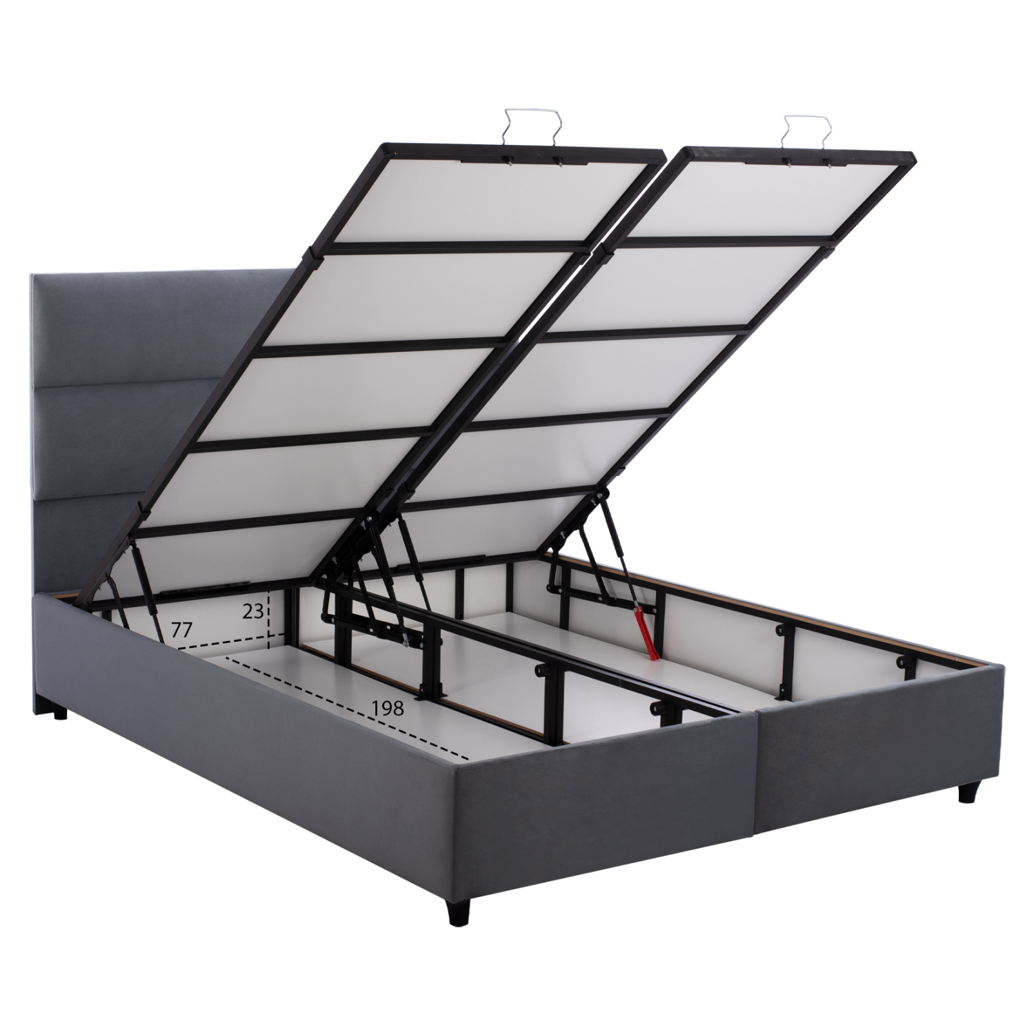 ΚΡΕΒΑΤΙ ΜΕ ΣΤΡΩΜΑ ΔΙΠΛΟ FB921163 ΓΚΡΙ ΒΕΛΟΥΔΟ & ΑΠΟΘ.ΧΩΡΟΣ-ΓΙΑ 160x200εκ. - Image 4