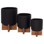 ΣΕΤ 3 ΓΛΑΣΤΡΕΣ ΜΕ TEAK ΒΑΣΕΙΣ FB94685.01 FIBER CEMENT ΣΕ ΜΑΥΡΟ ΧΡΩΜΑ