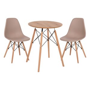 ΣΕΤ ΤΡΑΠΕΖΑΡΙΑΣ 3ΤΜΧ FB921370 ΣΤΡΟΓΓΥΛΟ ΤΡΑΠΕΖΙ Φ60 & 2 ΚΑΡΕΚΛΕΣ ΣΕ ΚΑΠΟΥΤΣΙΝΟ