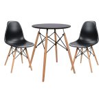 ΣΕΤ ΤΡΑΠΕΖΑΡΙΑΣ 3ΤΜΧ FB921371 ΣΤΡΟΓΓΥΛΟ ΤΡΑΠΕΖΙ Φ60 & 2 ΚΑΡΕΚΛΕΣ ΣΕ ΜΑΥΡΟ