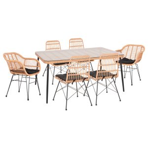 ΣΕΤ ΤΡΑΠΕΖΑΡΙΑΣ 7ΤΜΧ FB910495 WICKER ΜΠΕΖ-ΜΕΤΑΛΛΟ ΜΑΥΡΟ