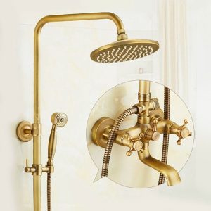 Στήλη ντους με μπαταρία μπρονζέ ιδανική για να δώσει μια ρετρό νότα στο μπάνιο σας.