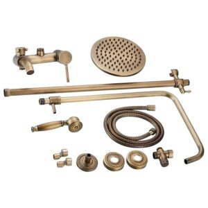 Στήλη ντους με μπαταρία μπρονζέ ιδανική για να δώσει μια ρετρό νότα στο μπάνιο σας.