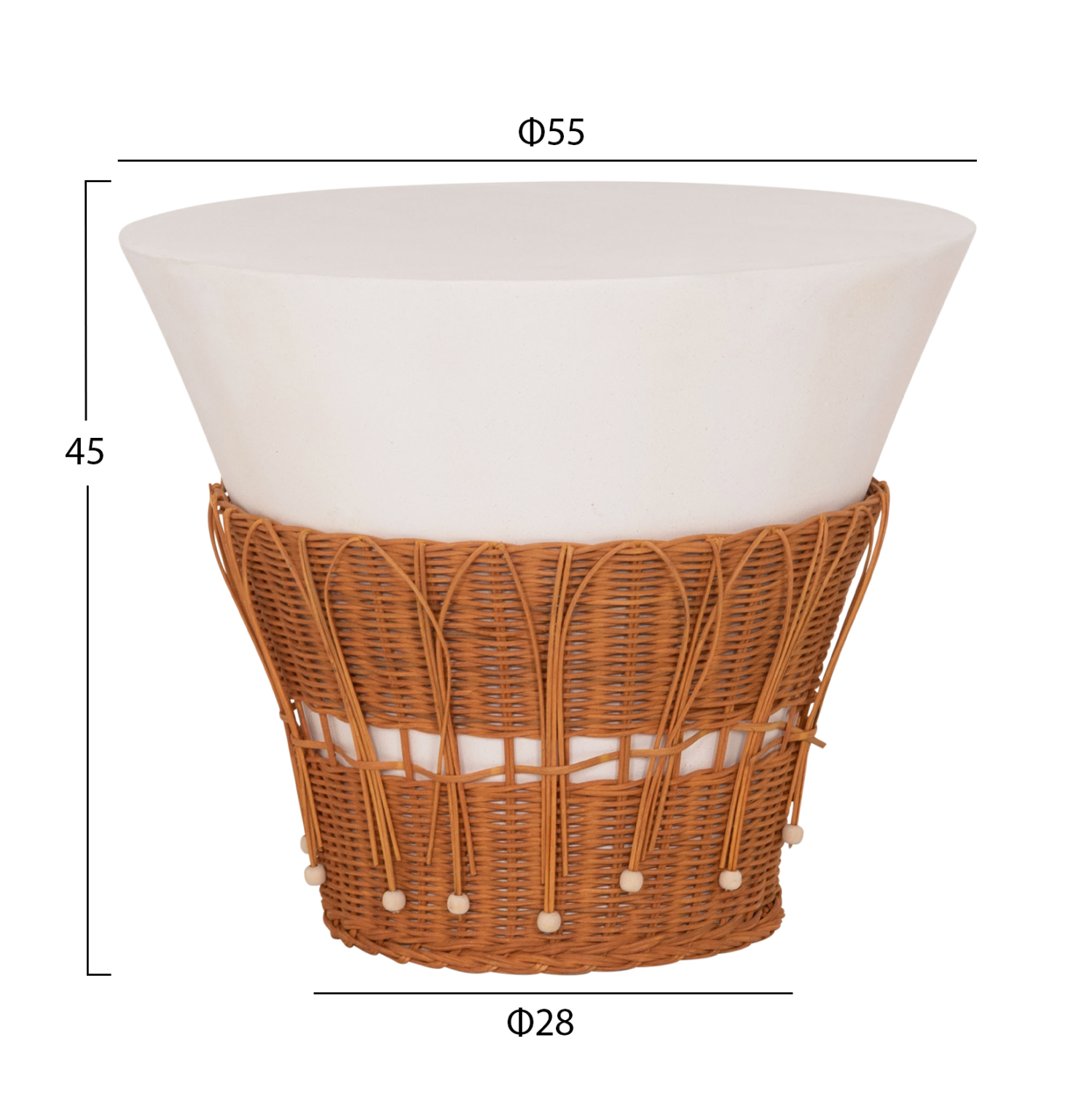 ΤΡΑΠΕΖΙ ΣΑΛΟΝΙΟΥ FB918164.02L FIBER CEMENT ΛΕΥΚΟ-ΦΥΣΙΚΟ RATTAN--Φ55x45Υεκ - Image 2