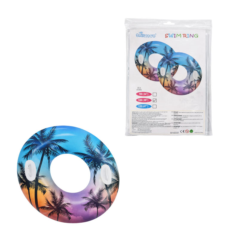 Φουσκωτή σωσίβια κουλούρα θαλάσσης με εντυπωσιακό tropical σχέδιο σε αποχρώσεις μπλε