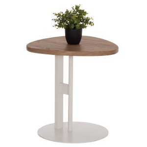 ΒΟΗΘΗΤΙΚΟ ΤΡΑΠΕΖΙ ΟΒΑΛ FB918328 MDF SONAMA--ΜΕΤΑΛΛΟ ΛΕΥΚΟ 50x50x51Υεκ.