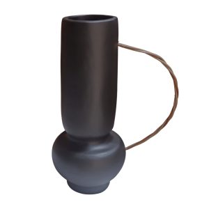 ΔΙΑΚΟΣΜΗΤΙΚΟ ΒΑΖΟ FB94688.01L ΤΕΡΑΚΟΤΑ ΜΑΥΡH-ΧΕΡΟΥΛΙ ΦΥΣΙΚΟ RATTAN 20.5x15.5x35Υεκ