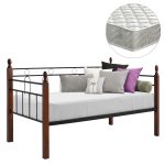 ΚΑΝΑΠΕΣ ΚΡΕΒΑΤΙ ΜΕ ΣΤΡΩΜΑ FB921329 ΜΕΤΑΛΛΟ & ΞΥΛΟ ΣΕ DIRTY OAK--ΣΤΡΩΜΑ 90Χ190εκ