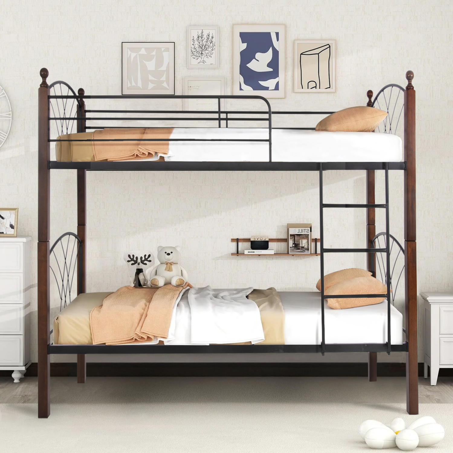 ΚΟΥΚΕΤΑ ΜΕ ΣΤΡΩΜΑΤΑ FB921334 ΜΕΤΑΛΛΟ & ΞΥΛΟ RUBBERWOOD--ΓΙΑ ΣΤΡΩΜΑΤΑ 90x190εκ. - Image 2