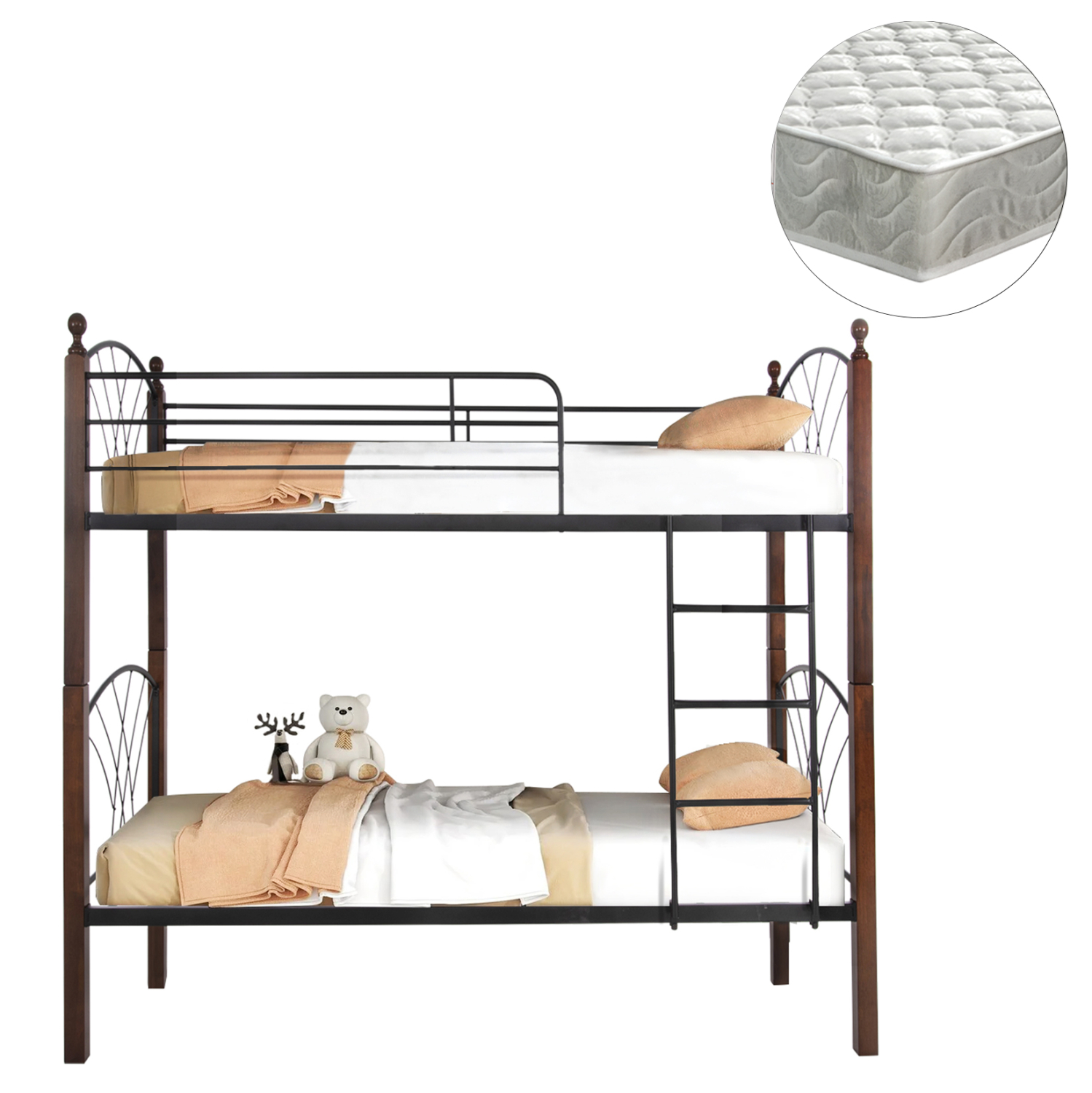 ΚΟΥΚΕΤΑ ΜΕ ΣΤΡΩΜΑΤΑ FB921334 ΜΕΤΑΛΛΟ & ΞΥΛΟ RUBBERWOOD--ΓΙΑ ΣΤΡΩΜΑΤΑ 90x190εκ.