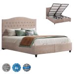 ΚΡΕΒΑΤΙ ΜΕ ΑΠΟΘΗΚΕΥΤΙΚΟ ΜΠΕΖ ΥΦΑΣΜΑ Τ. NUBUK FB9624.22 ΓΙΑ ΣΤΡΩΜΑ 160x200 εκ.