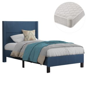 ΚΡΕΒΑΤΙ ΜΟΝΟ & ΣΤΡΩΜΑ FB921203.14 ΜΠΛΕ ΥΦΑΣΜΑ--ΓΙΑ 120x200εκ