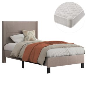 ΚΡΕΒΑΤΙ ΜΟΝΟ & ΣΤΡΩΜΑ FB921203.15 ΜΠΕΖ ΥΦΑΣΜΑ--ΓΙΑ 120x200εκ