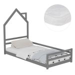 ΚΡΕΒΑΤΙ ΠΑΙΔΙΚΟ ΜΕ ΣΤΡΩΜΑ FB921301.01 ΞΥΛΟ ΠΕΥΚΟΥ ΣΕ ΓΚΡΙ--ΣΤΡΩΜΑ 90x190εκ