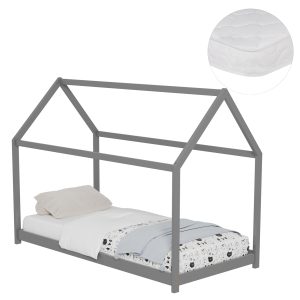 ΚΡΕΒΑΤΙ ΠΑΙΔΙΚΟ ΜΕ ΣΤΡΩΜΑ FB921302.02 ΞΥΛΟ ΠΕΥΚΟΥ ΣΕ ΓΚΡΙ--ΣΤΡΩΜΑ 90x190εκ